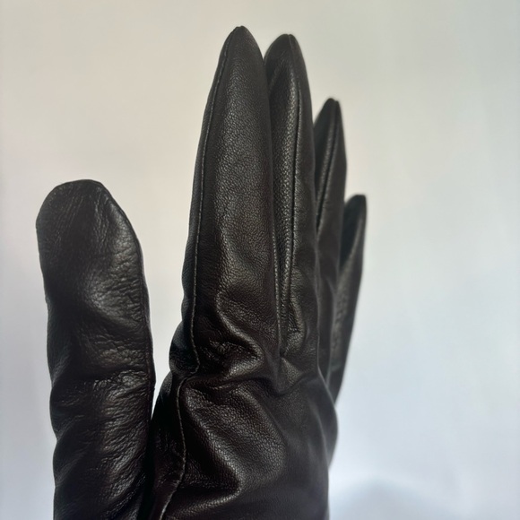 Brown genuine leather winter gloves. - Picture 7 of 7